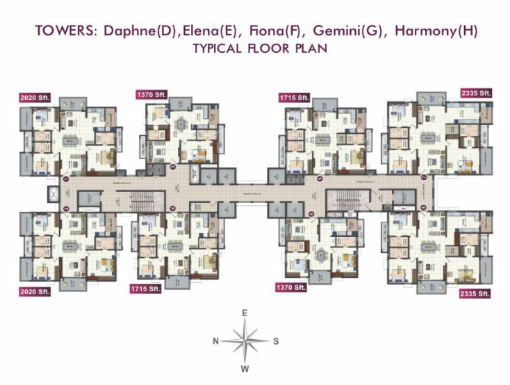 Floor plan for Towers Daphne, Elena, Fona, Gemini, Harmony